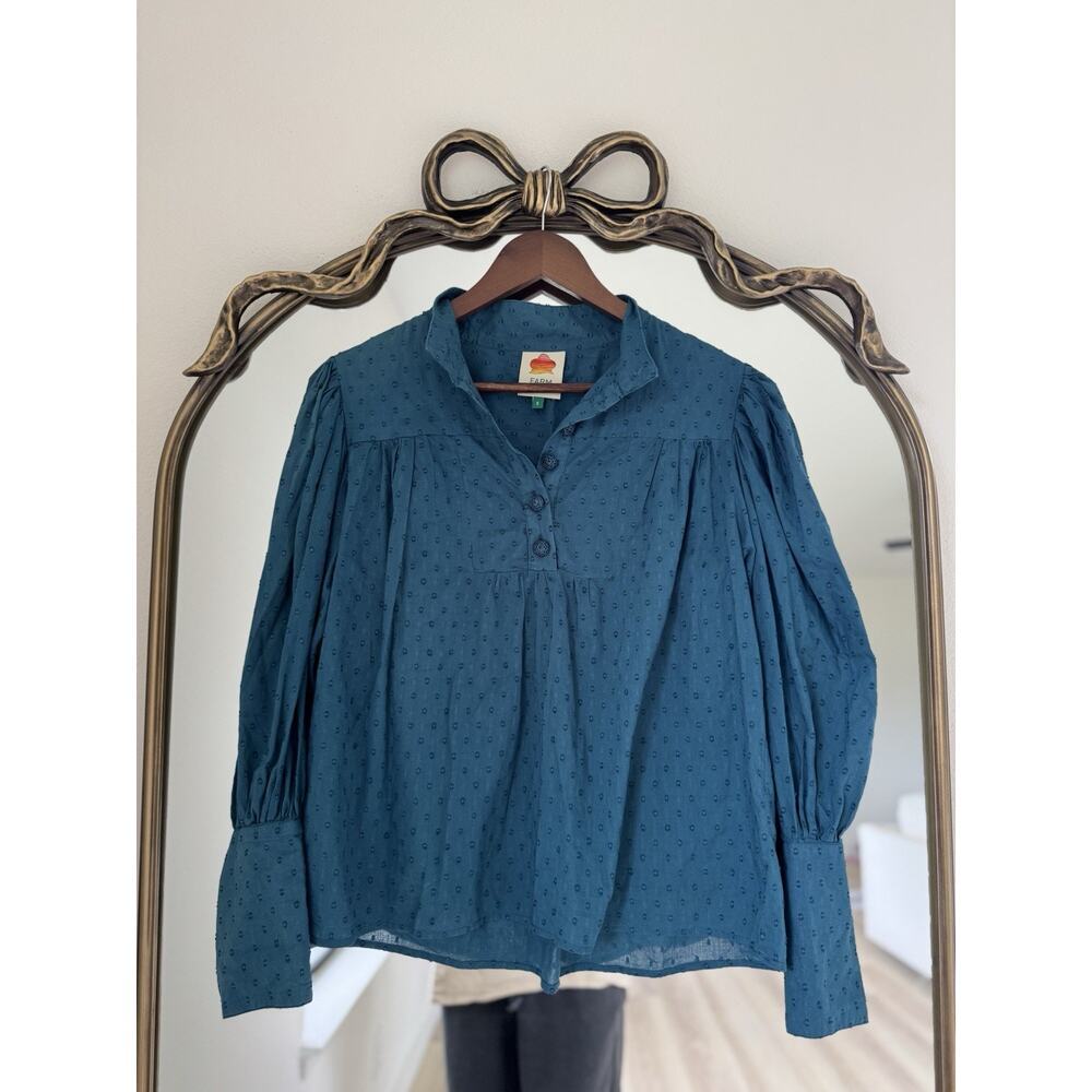 Farm Rio Women’s Teal Blouse Size Small